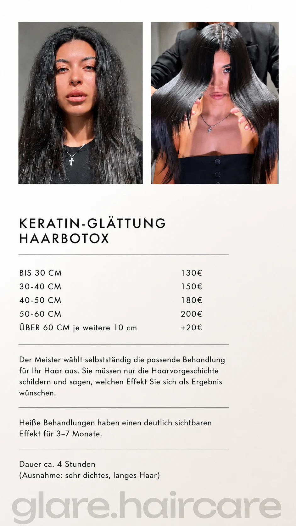 Keratine-Glättung und Haarbotox
