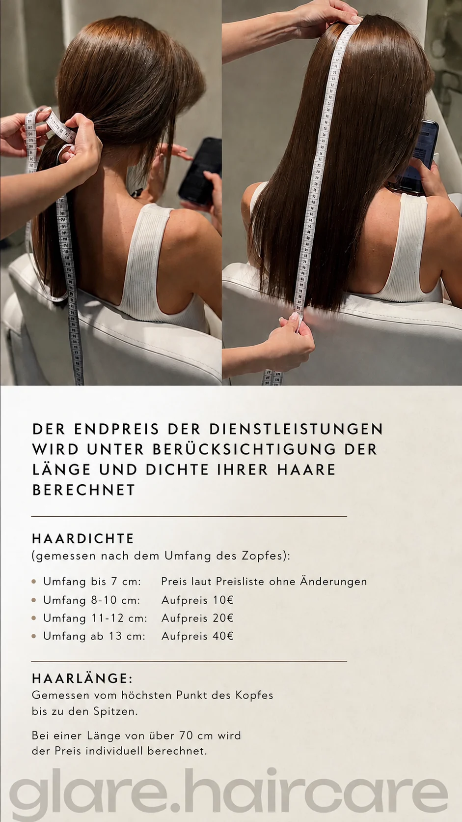 Endpreis unter Berücksichtigung von Haarlänge und Haardichte