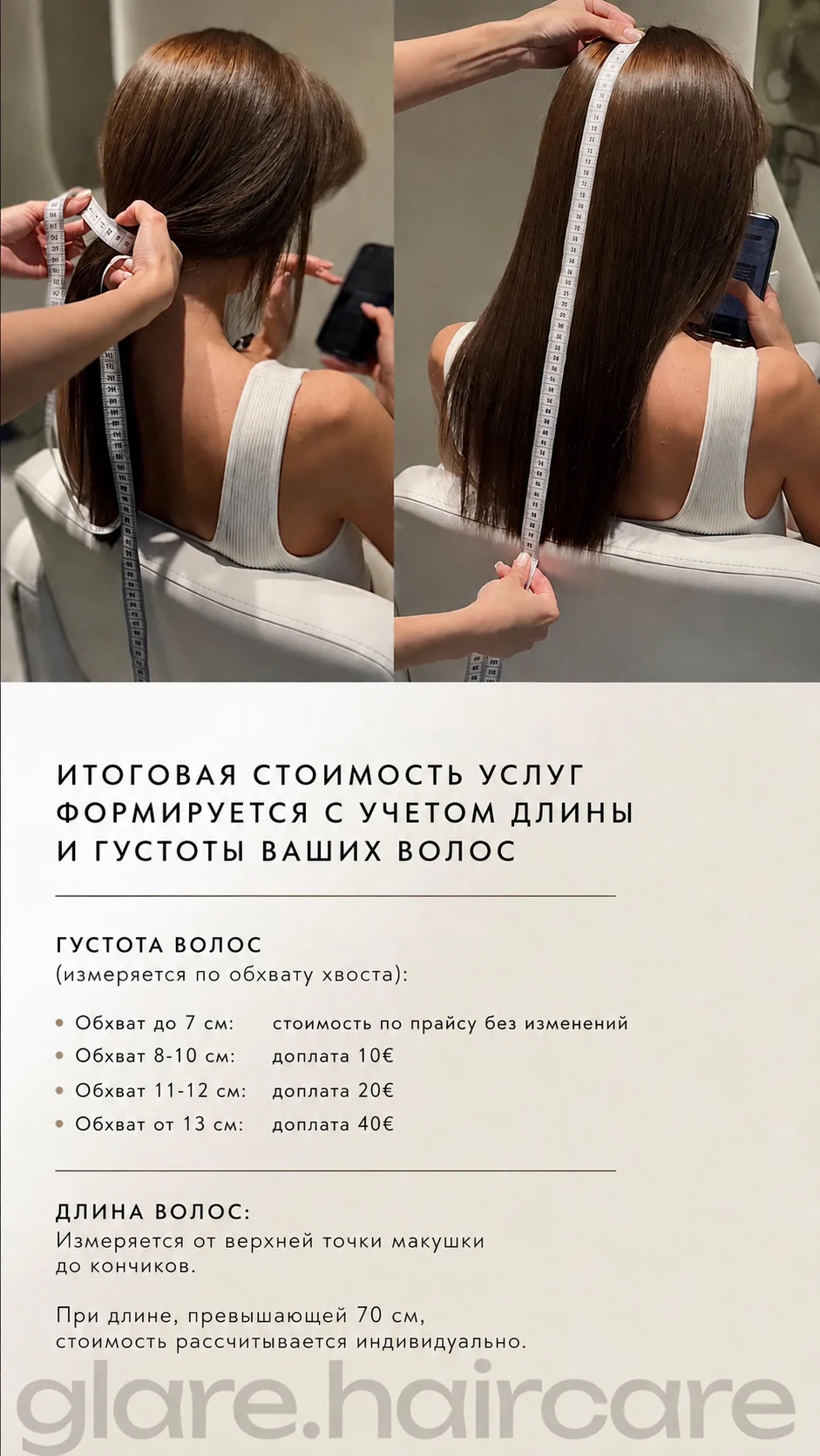 Расчёт стоимости с учётом густоты волос
